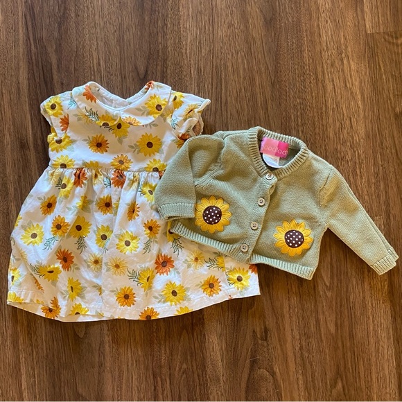 Goodlad baby girl, sun flower dress and sweater matching‎ set size 9 months - Picture 1 of 3